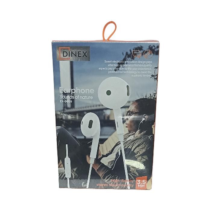ÉCOUTEURS DINEX SOUND OF NATURE , QUALITÉ SONORE STÉRÉO, CONNECTEUR 3.5 MM, EX-D009, BLANC. 1