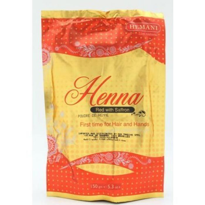 Hemani Henné Acajou au Safran Naturel 150 g Pure Coloration Végétale -Soin Capillaire