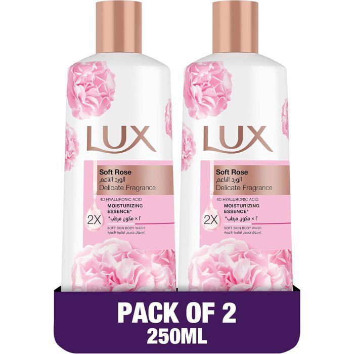 GEL DE DOUCHE - LUX - SOFT ROSE - 2x250ML - Sans parabène - Pour femme