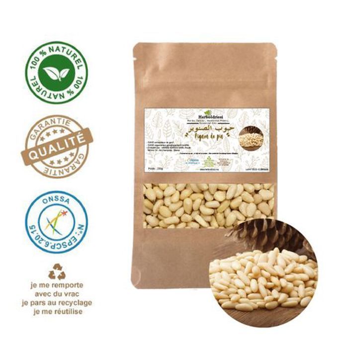 HERBO IDRISSI 200g Pignons de pin, graine de pin ,