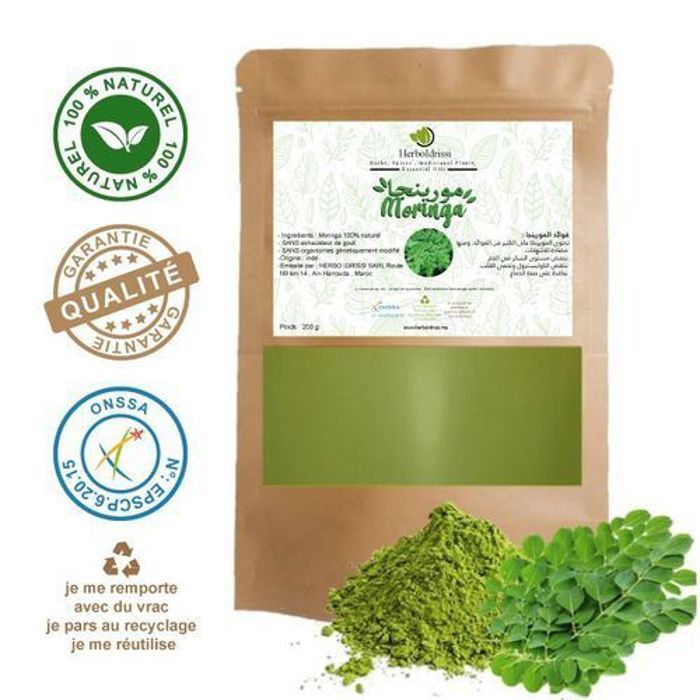 HERBO IDRISSI MORINGA En Poudre.100 g Arbre de Vie / ANTIOXYDANT/ Riche En protéine