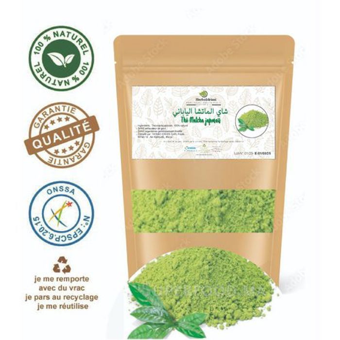 HERBO IDRISSI Thé Matcha Japan Cérémonie. 200g Antioxydant, Concentration, Minceur