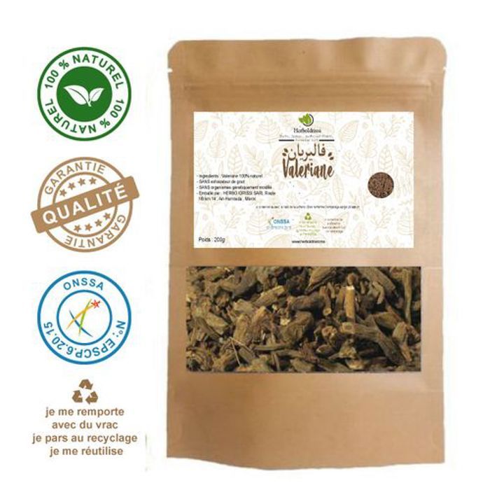 HERBO IDRISSI Valériane Naturel 500 g - Sommeil - Stress - Cycle menstruel