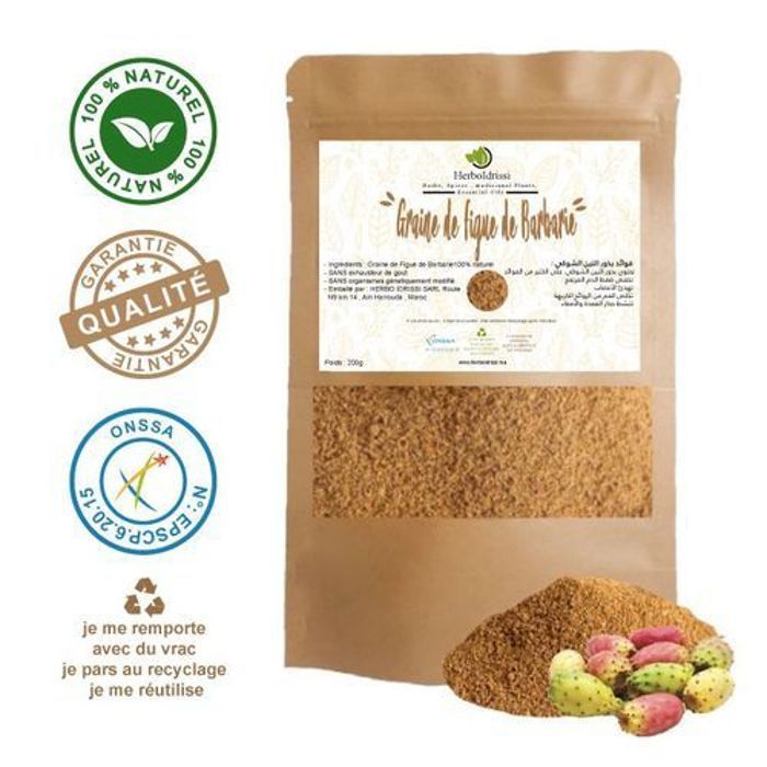 HERBO IDRISSI Graine de Figue de Barbarie 100g - Peau - Metabolisme- bien être