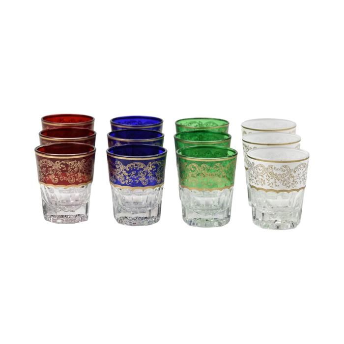 12 VERRES A CAFE DECORES PIEMONTESE (COULEURS ASSORTIES)