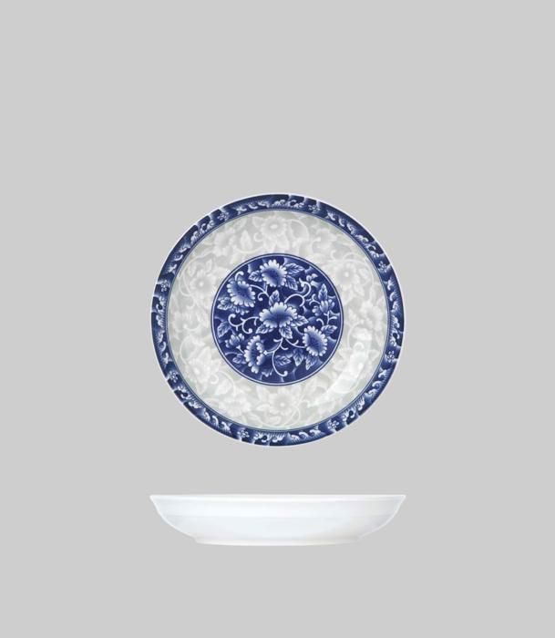 Assiette plate - Rice - Ronde en porcelaine - Rebord bleu - 17,8 cm - 1 pièce