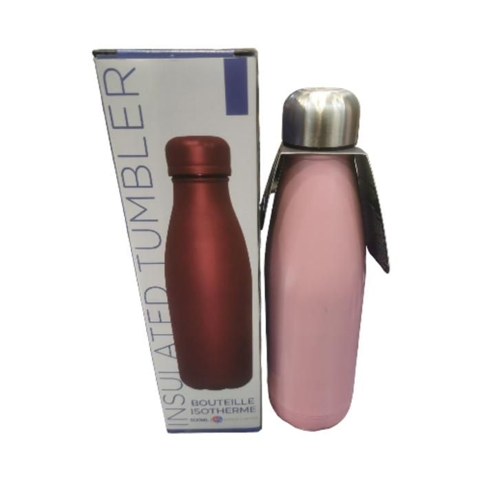 Bouteille isotherme - 500ml - Inox - Double paroi - Rose