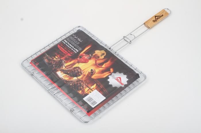 GRILLE BARBECUE 30X38CM MANCHE EN BOIS