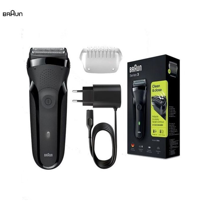 Braun Rasoir electrique série3 300S avec 3 lames flexibles rechargeable et sans fil lavable