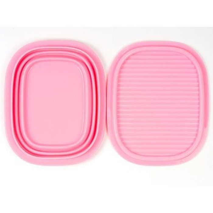 Boite de repas - DWIRTY - Pliable en silicone - Rose - Hermétique - Résistante à la chaleur