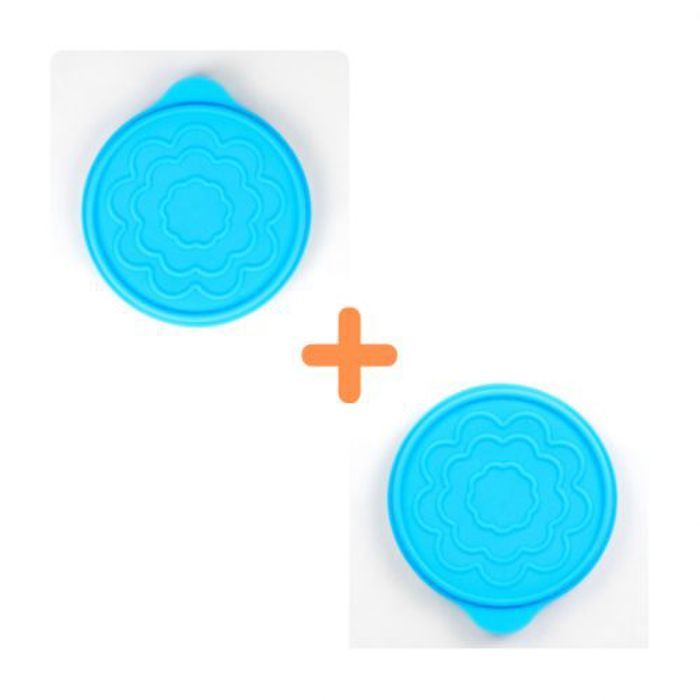Boîte Repas - DWIRTY - Pliable Ronde Bleue - Silicone Alimentaire - 3 Couvercles Offerts - Hermétique