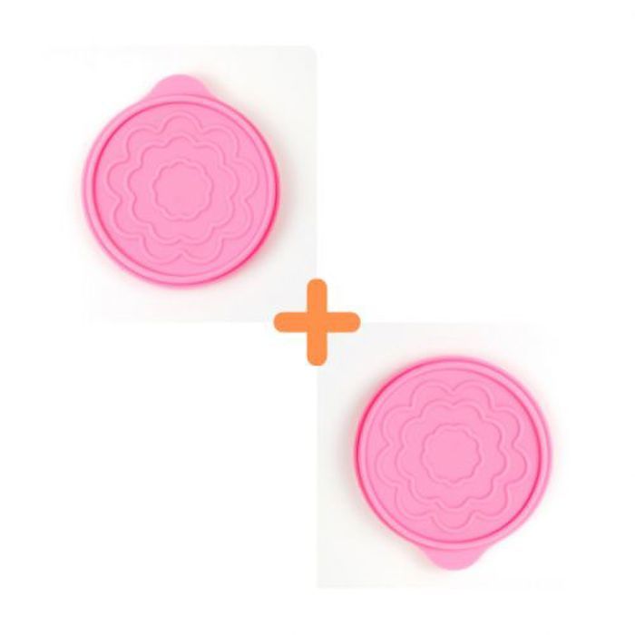 Pack 2 Boîtes Repas Pliables Ronde Rose + 3 Couvercles Offerts en Silicone