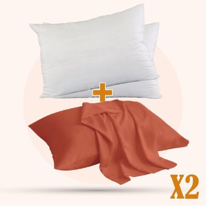 Oreillers - DWIRTY - KASBAH - Microfibre - 45x70 cm - 50x70 cm - Orange Brique