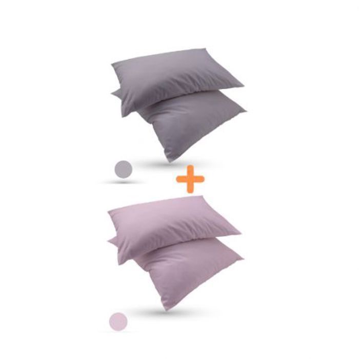 Taies d'oreiller - DWIRTY - Uni - Rose Gris Clair - 50x70cm - Antiallergique & Doux