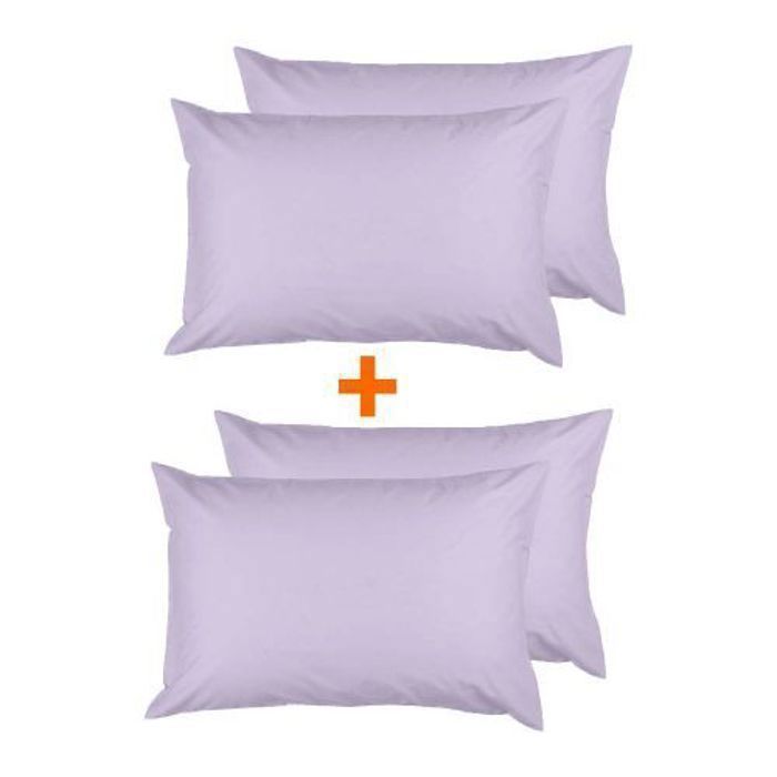 Taies d'oreiller - DWIRTY - Uni Violet - 50x70cm - Antiallergique - Microfibre