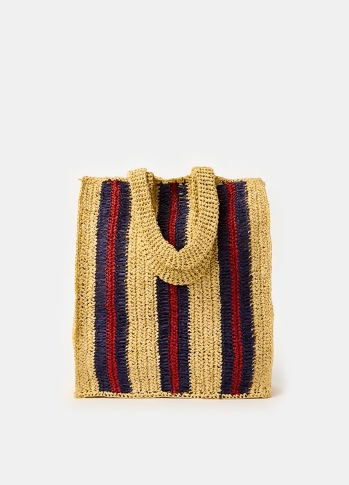 Sac fourre-tout - OVS - Raphia rayé - Bleu/Rouge - 100% TEXTILE PAPER - Femme
