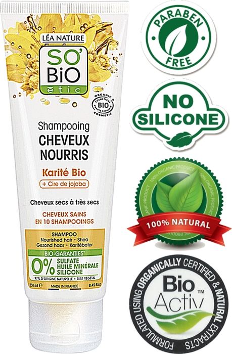 Shampoing cheveux nourris Karité jojoba cheveux secs 250ml