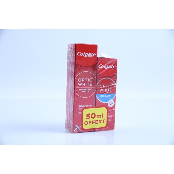 Dentifrice - COLGATE - Optic White Sparkling - 75ml + 50ml offert - Sans alcool - Sans silicone
