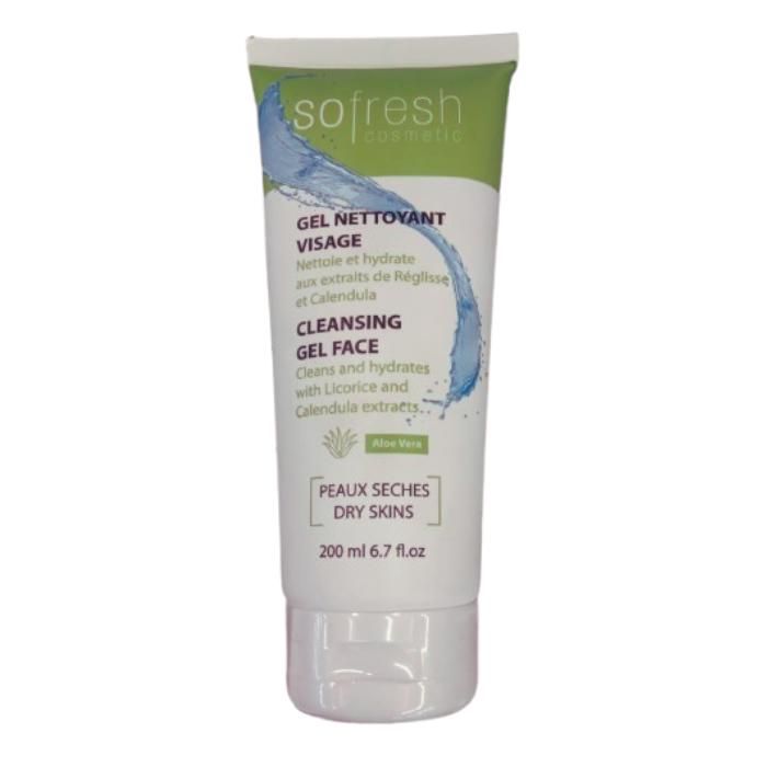 Gel Nettoyant Visage - SoFresh - 200 ml - Peaux Sèches - Hydratant
