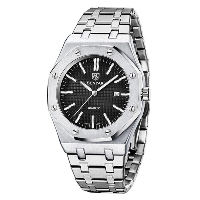 Montre - Benyar - Chronographe - Étanche 3 ATM - Quartz - Acier Argenté