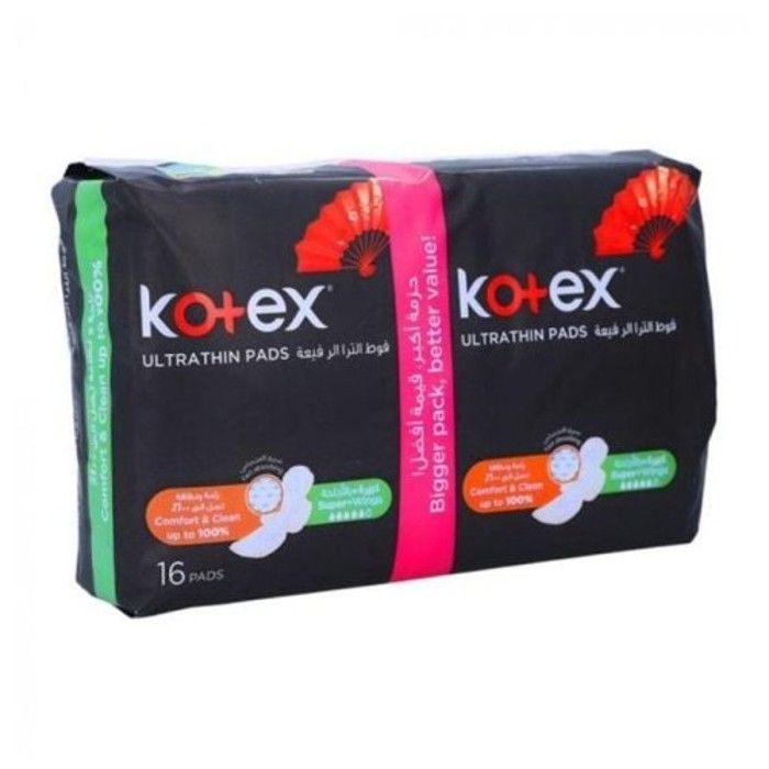 Serviettes hygiéniques super fines et étanches 16pcs - KOTEX