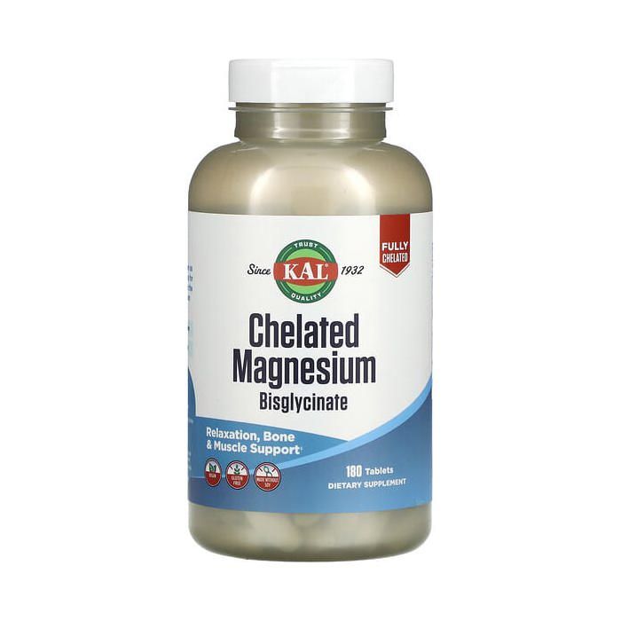 KAL - Chelated Magnesium Bisglycinate, 180 Tablets