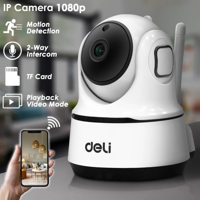 Deli Camera surveillance IP Wifi Full HD Rotation 360° S102 support Sd Cloud