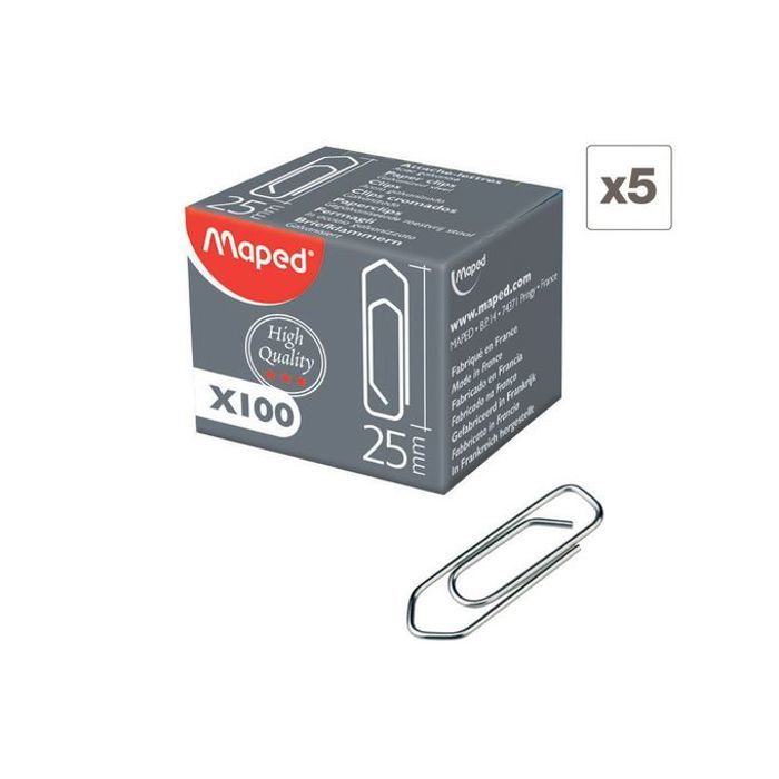 Lot 5 boites de 100 Trombonnes Attaches Lettres 25 mm en Acier Galvanisé