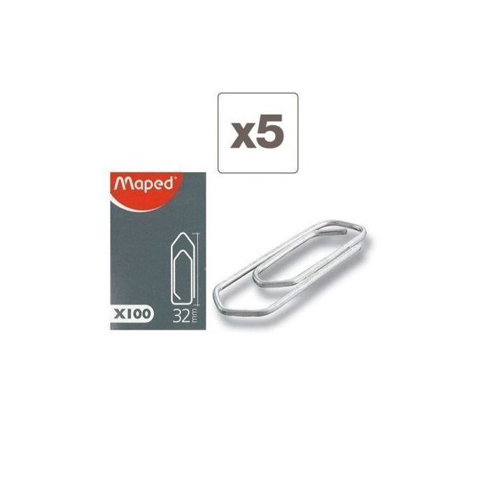 Lot 5 boites de 100 Trombonnes Attaches Lettres Grandes 32mm en Acier Galvanisé