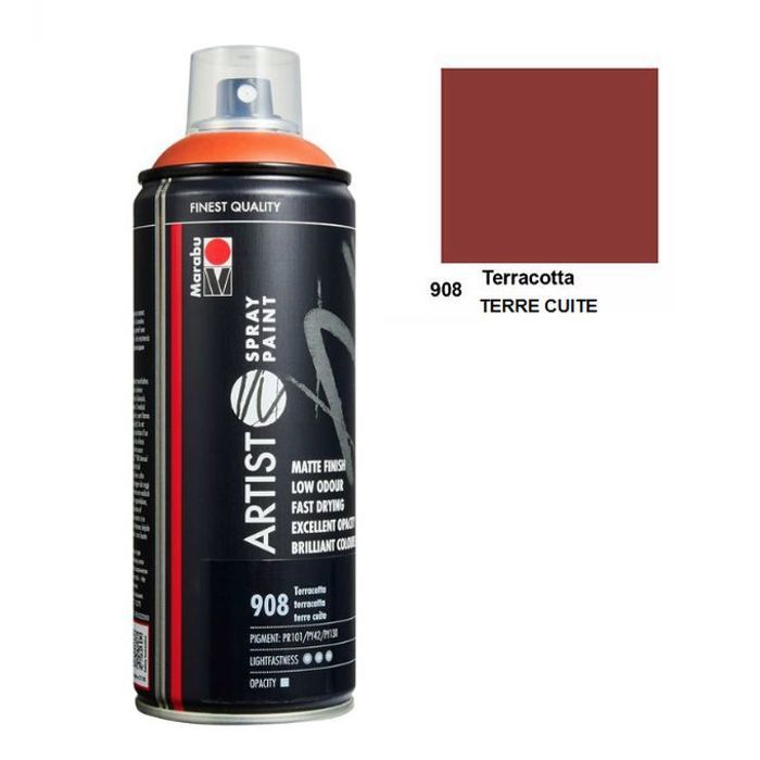 Bombe peinture aérosol Artist Spray-adapté acrylique-400ml Marron Terre Cuite