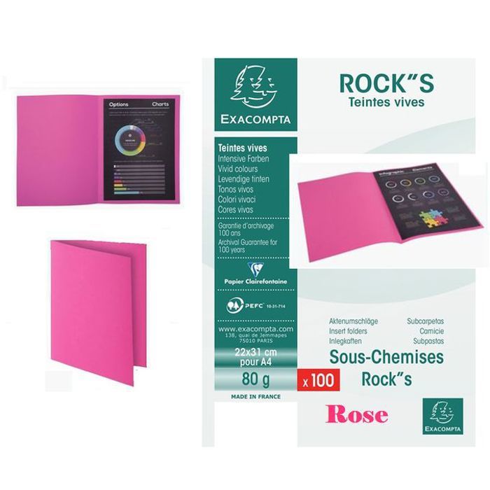 Paquet 100 Sous Chemises bulle Extra ROCK''S 80g teintes vives- 22X31cm,ROSE