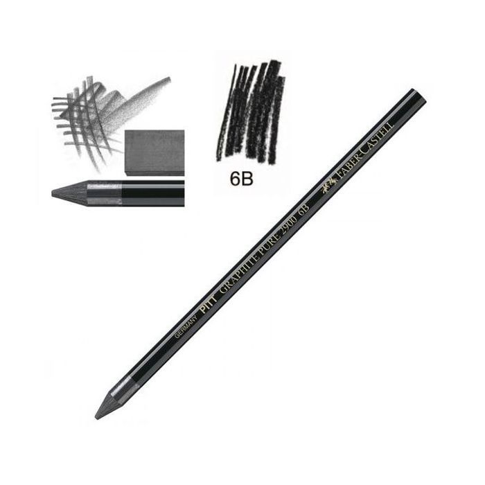 Mine de plombe monochrome 6B PITT,Crayon-mine intégrale Graphite Pure.