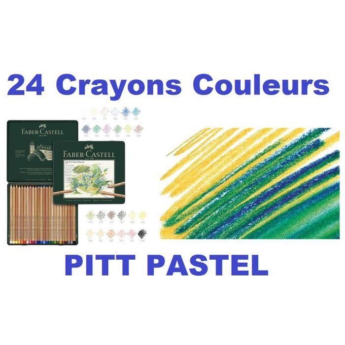 Boîte métal 24 Crayons couleurs PITT PASTEL, Mine 4,3 mm, Spécial pour Artiste.