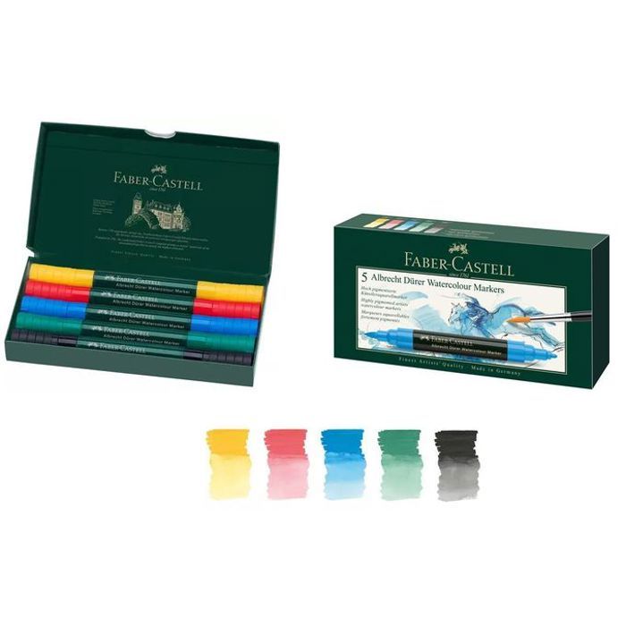 Boîtes de 5 Marqueur d'Aquarelle pigmenté Albrecht Dürer,2 pointes pour artiste.