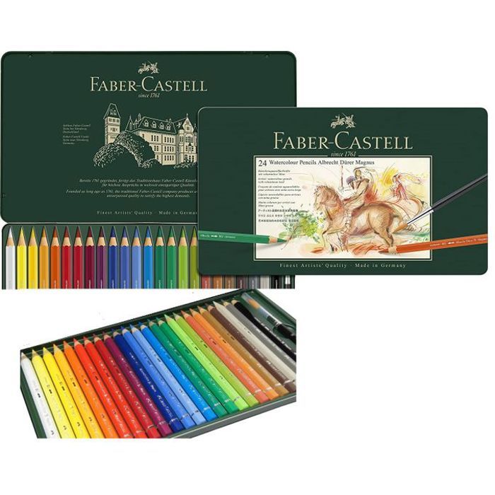 boîte métal 24 Crayon couleur aquarelle Albrecht Dürer Magnus.5,3mm,avec pinceau