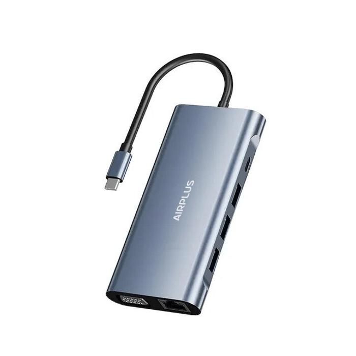 Adaptateur USB-C Multiport - Airplus - 11-En-1 - 4K HDMI - Power Delivery 100W - VGA 1080P