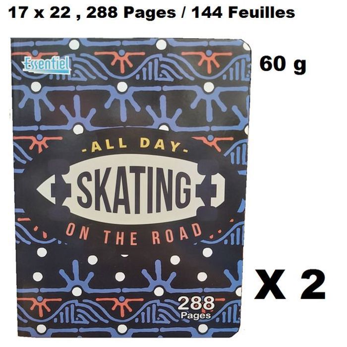 Lot Economique 2 Cahiers piqué 288 pages/144 feuilles,17x22cm,grand carreaux,60g