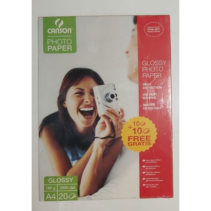 Lot de 20 papier A4 photo brillant haute definition,2880dpi , 180g.