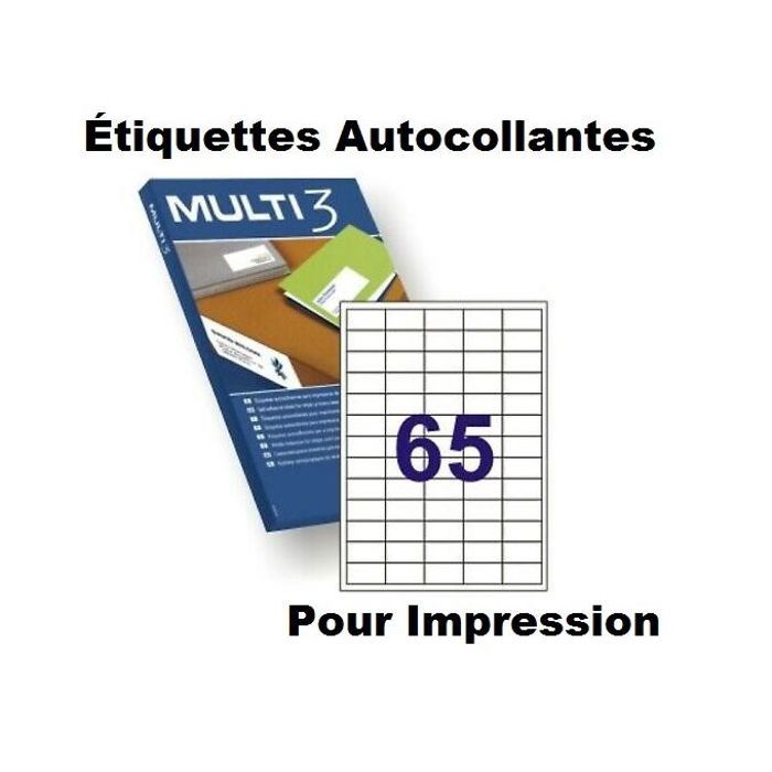 Étiquettes adhésives pour Impression Multi 3, blanches, 38x21,2 mm.