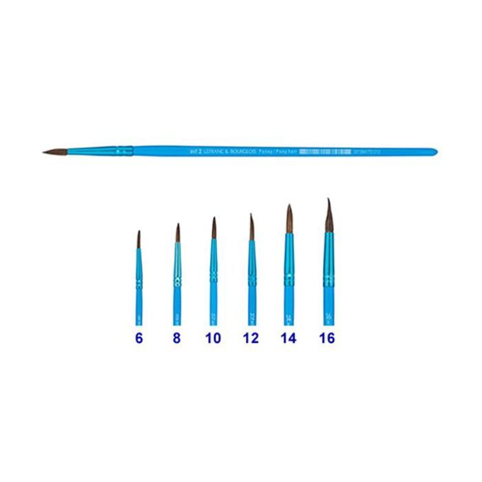 Set Economique 6 Pinceaux rond,peinture gouache/aquarelle,Poil poney,Dur en bois