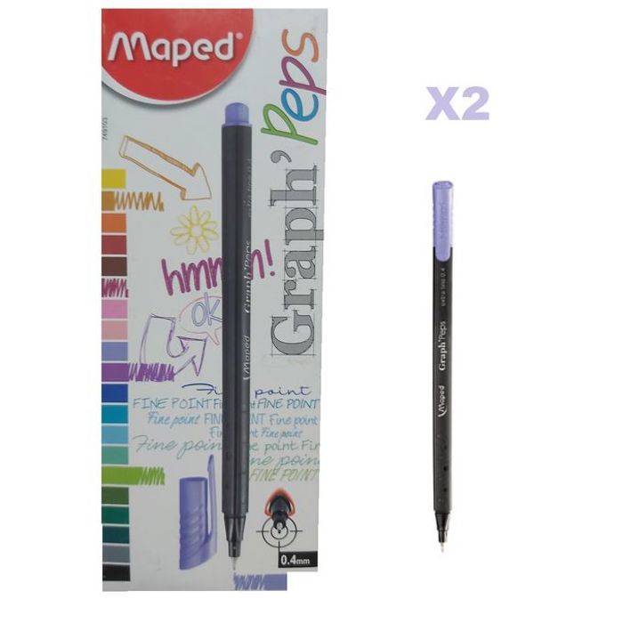 Lot 2 Stylos Feutres Pointe Métal Extra Fine 0.4,Violet,Dessin,Ecriture