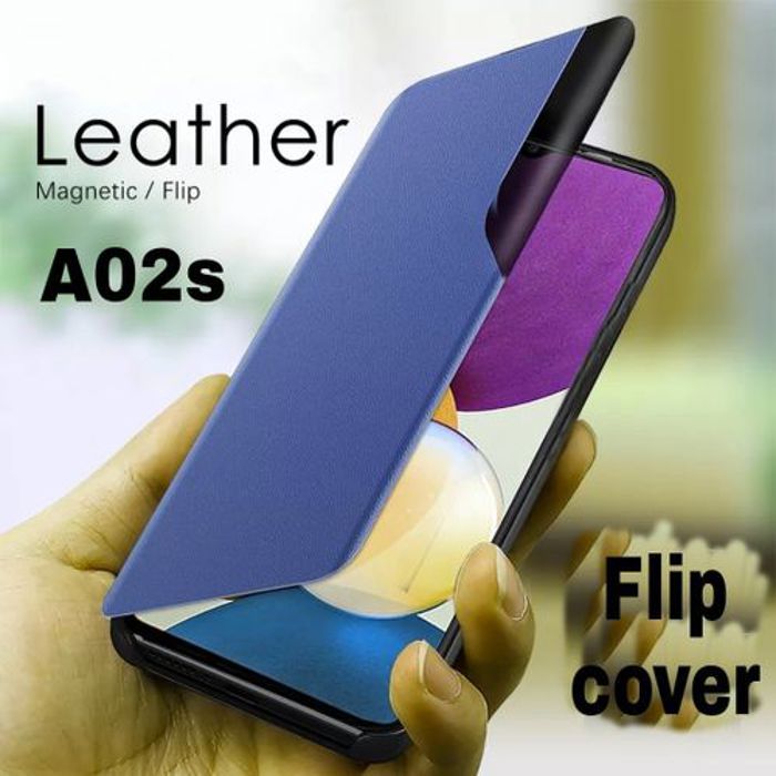 Coque de téléphone - GÉNÉRIQUE - Samsung A02S - Cuir - Bleu - Protection complète