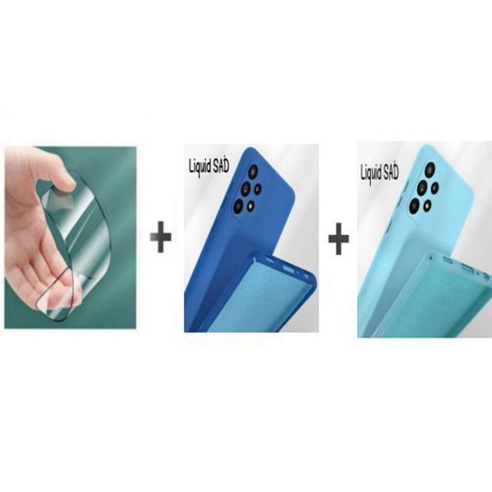 Case Pack : 2 Pochette Pour Samsung A52S Silicone Souple Bleu Et Bleu Ciel + Protection Incassable