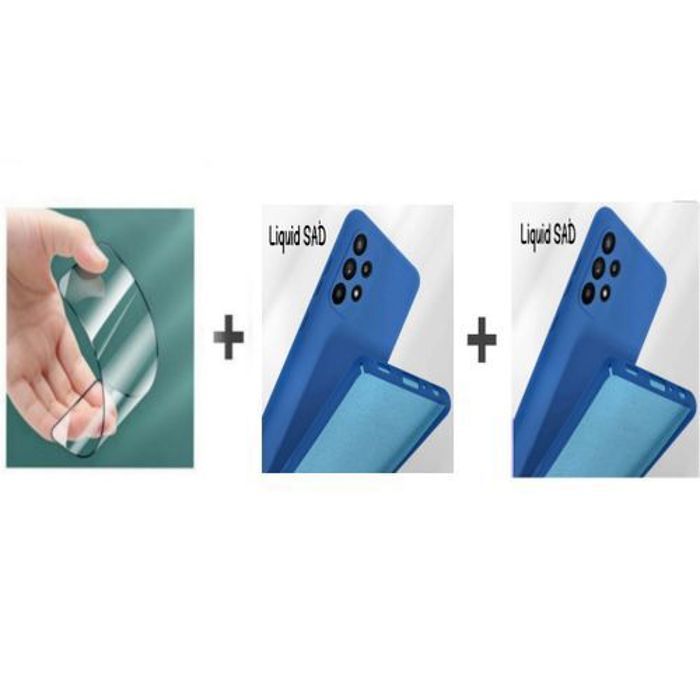 Coque et Protection d'Écran - GÉNÉRIQUE - Samsung A72S - Silicone Souple - Bleu - Résistant aux Chocs