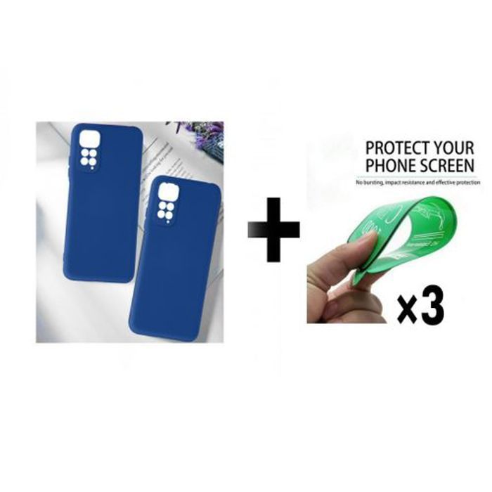 Coque et protection d'écran - GÉNÉRIQUE - Redmi Note 11 4G - Silicone Bleu - Protection complète - Élégance