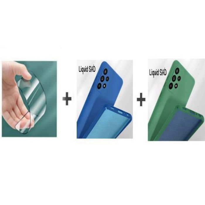 Case Pack : 2 Pochette Samsung A33 4G Silicone Souple Bleu Et Vert Foncé + Protection Incassable