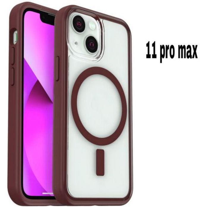 Pochette Iphone 11 Pro Max, Transparente Confort Touch,Wireless Marron