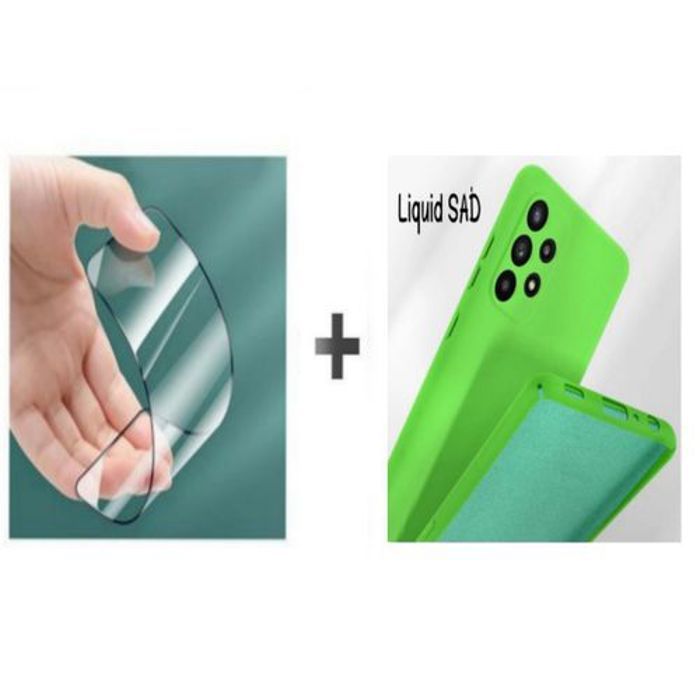 Coque et protection d'écran - GÉNÉRIQUE - Samsung A32 - Silicone Souple - Vert Pistache - Protection Complète
