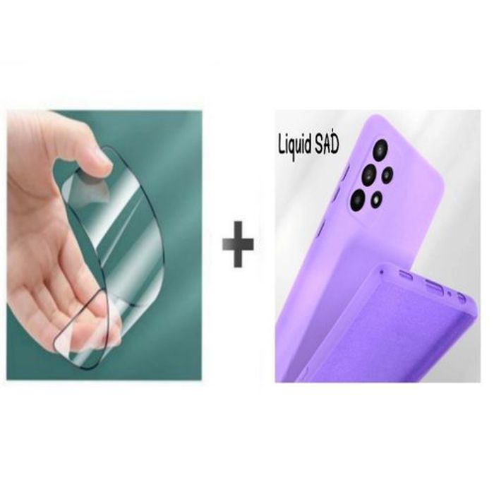 Coque et Protection d'Écran - GÉNÉRIQUE - Samsung A52 - Silicone Souple - Mauve - Résistante aux Chocs