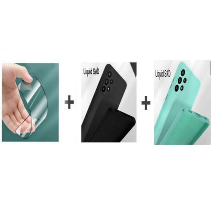 Coque de téléphone - GÉNÉRIQUE - Samsung A72S 4G - Silicone Souple - Noir et Vert l'eau - Protection Complète